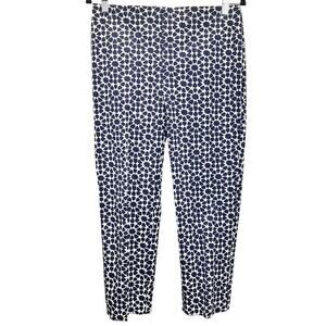Talbots Chatham Crop Pant 6‎ Navy White Geometric Star Slim Leg Stretch Nautical